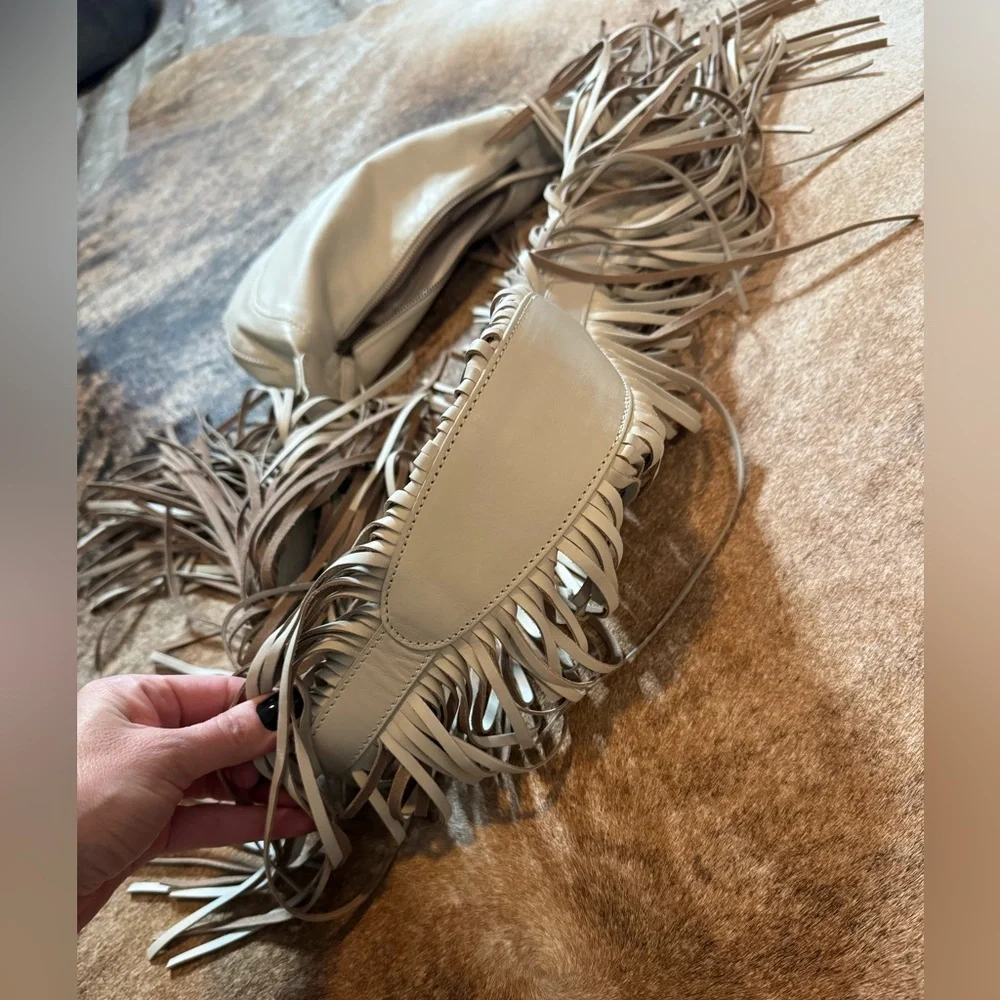 Anthropologie “Cascade” Fringe Leather Shoulder Bag - Picture 3 of 6